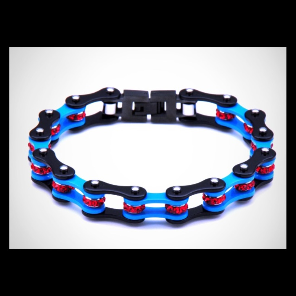 Mens D&Z Stainless Steel Motorcycle Bike Bracelet